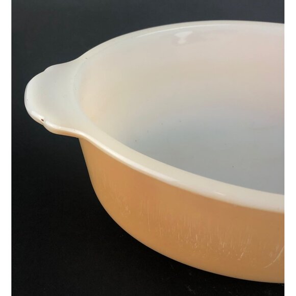 Fire King Anchor Hocking Peach Luster Swirl Round Casserole 1 1/2 Quart - Picture 3 of 13